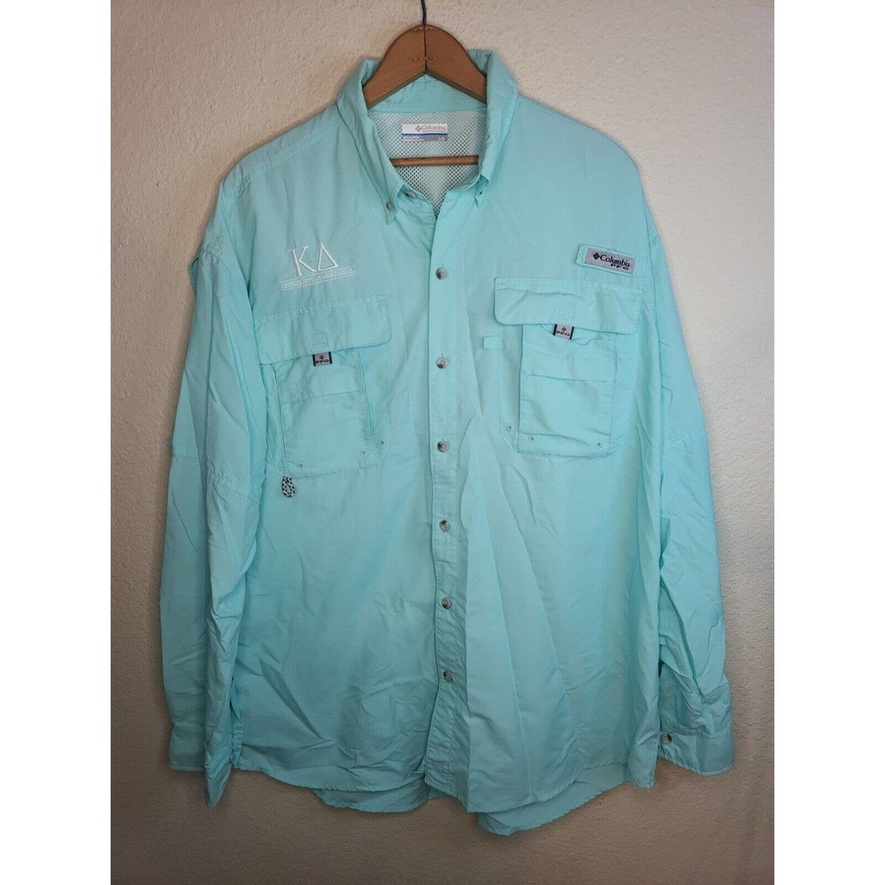Columbia PFG University Of Arkansas KAPPA DELTA Blue Mens Large vented Fishing